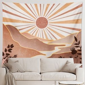 Abstract Neutral Sunset/Sunrise Hippie Bohemian Indie Balcony/Patio Tapestry